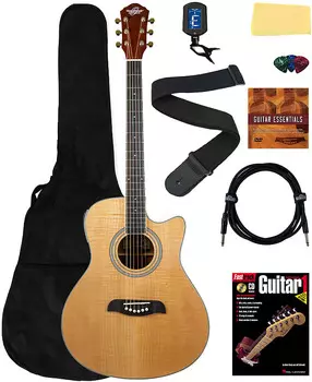 Акустическая гитара Oscar Schmidt OA10CE Mini Auditorium Acoustic-Electric Guitar - Natural w/ Gig Bag