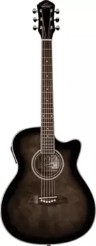Акустическая гитара Oscar Schmidt OACE Auditorium Acoustic Electric Guitar - Trans Black - OACEFTB