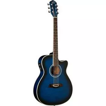 Акустическая гитара Oscar Schmidt OACEFTBL Auditorium Cutaway Acoustic Electric Guitar, Flame Trans Blue