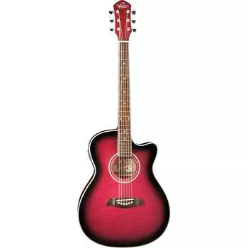 Акустическая гитара Oscar Schmidt OACEFTPB Auditorium Cutaway Acoustic Electric Guitar, Flame Trans Purple