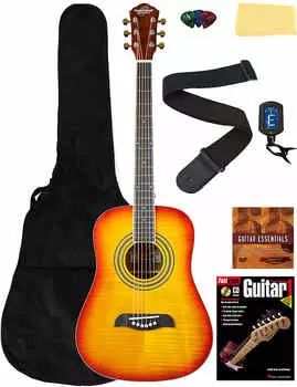 Акустическая гитара Oscar Schmidt OG5 3/4-Size Kids Acoustic Guitar - Flame Yellow Sunburst w/ Gig Bag