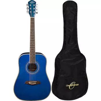 Акустическая гитара Oscar Schmidt OGHSTBL 1/2 Size Acoustic Guitar Kit with Gig Bag, Transparent Blue