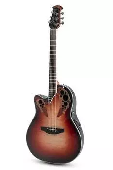 Акустическая гитара Ovation CE44LX-1R Exotic Celebrity Elite Plus Selected Figured Top Mid-Depth Lyrachord Body Nato Neck 6-String Acoustic-Electric Guitar w/ABS Case For Left Handed Players