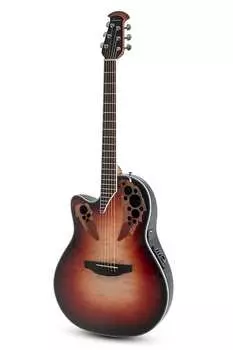 Акустическая гитара Ovation CE44LX-1R Exotic Celebrity Elite Plus Selected Figured Top Mid-Depth Lyrachord Body Nato Neck 6-String Acoustic-Electric Guitar w/Gig Bag For Left Handed Players