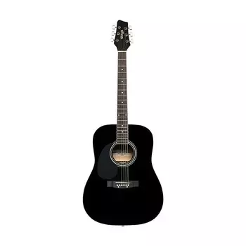 Акустическая гитара Stagg Black Dreadnought Acoustic Guitar With Basswood Top, Left-Handed Model Sa20D Lh-Bk