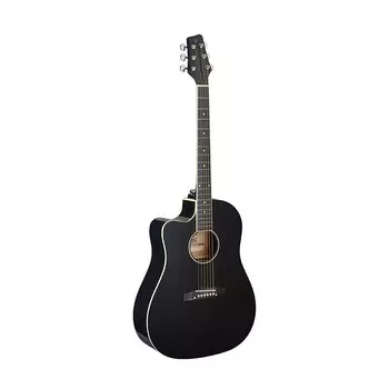 Акустическая гитара Stagg Left-Handed Cutaway Acoustic Electric Dreadnought Guitar - Black