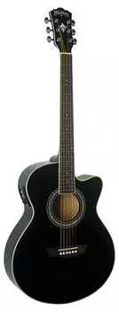 Акустическая гитара Wahsburn Festival EA12B Mini Jumbo Cutaway Acoustic-Electric Guitar - BLACK
