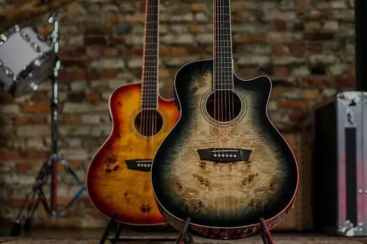 Акустическая гитара Washburn Deep Forest Burl ACE Grand Auditorium Acoustic Electric Guitar Black Fa