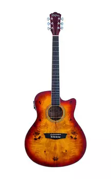 Акустическая гитара Washburn Deep Forest Burl Grand Auditorium Acoustic Electric Guitar - Amber Fade
