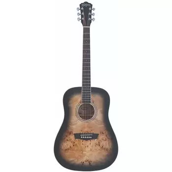 Акустическая гитара Washburn DFBDB Deep Forest Burl Dreadnought Acoustic Guitar, Black Fade