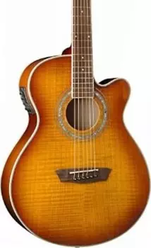 Акустическая гитара Washburn EA15ITB-A Petite Jumbo Acoustic-Electric Guitar, Iced Tea Burst