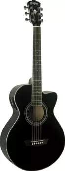 Акустическая гитара Washburn Festival Petite Jumbo Acoustic Electric Guitar - Black - EA10B