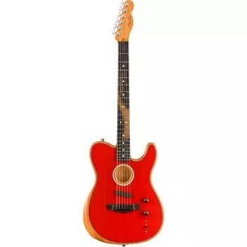 Акустически-электрическая гитара Fender American Acoustasonic Telecaster Ebony с накладкой Dakota Red