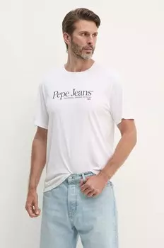 АЛЬБЕРТ хлопковая футболка Pepe Jeans, белый