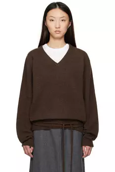 Альпака свитер с V-образным вырезом Le17Septembre, коричневый