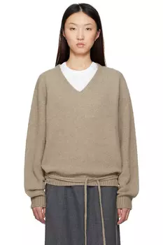 Альпака свитер с V-образным вырезом Le17Septembre, бежевый