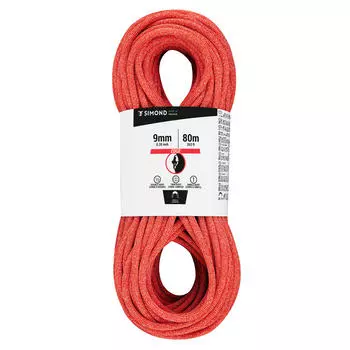 Альпинистская веревка Edge 9 мм × 80 м SIMOND, огненно-красный / неоновый пастельно-оранжевый