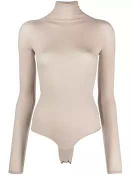 Alaa полупрозрачное боди с высоким воротником, нейтральный цвет