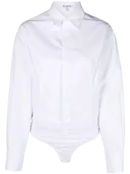 Alaa поплиновое боди с заостренным воротником, белый