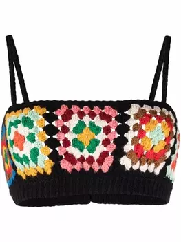 Alanui бюстгальтер-бралетт Positive Vibes в технике кроше, черный