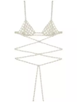Alanui бюстгальтер с треугольными чашками и шнуровкой, серебристый