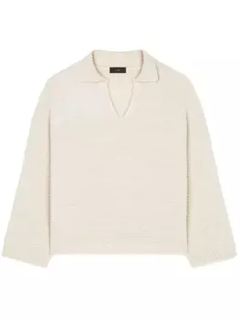 Alanui джемпер Bright Hues в рубчик с воротником поло, нейтральный цвет