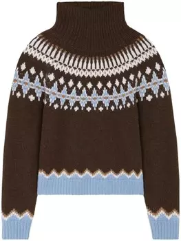 Alanui джемпер вязки интарсия с высоким воротником, коричневый