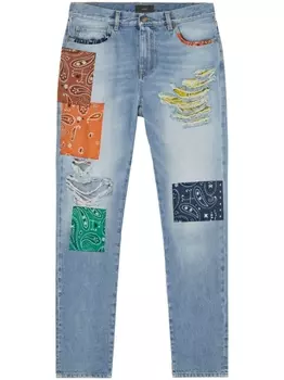 Alanui джинсы в технике пэчворк, синий