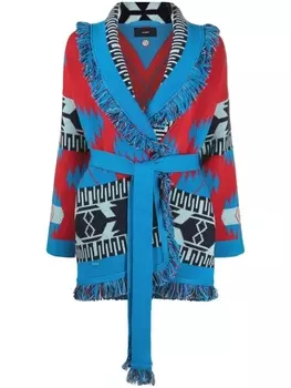 Alanui кардиган вязки интарсия с поясом, красный