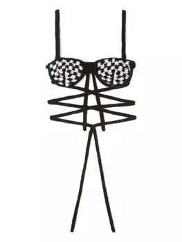 Alanui клетчатый бюстгальтер в технике кроше, черный