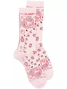 Alanui носки Bandana с вышитым логотипом, розовый