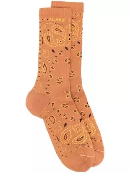 Alanui носки с принтом банданы, коричневый