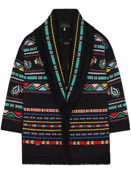 Alanui однобортное пальто Memories Of The Savannah, черный