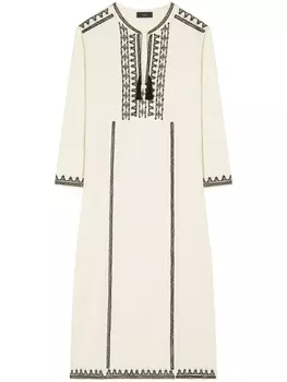 Alanui платье Akasha с вышивкой, нейтральный цвет