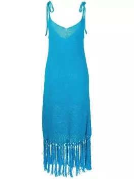 Alanui платье миди Sunset At The Beach в технике кроше, синий