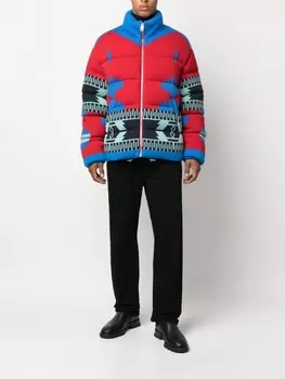Alanui пуховик Icon Jacquard, красный
