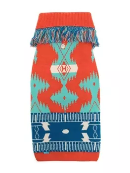 Alanui шарф вязки интарсия с бахромой, оранжевый