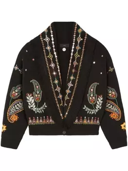 Alanui шерстяной кардиган Inner Energy с вышивкой, черный