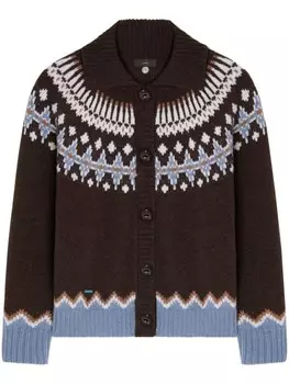 Alanui шерстяной кардиган-пальто вязки интарсия, коричневый