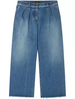 Alanui широкие джинсы с бахромой, синий