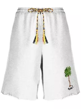 Alanui шорты с вышивкой Stay Positive, серый