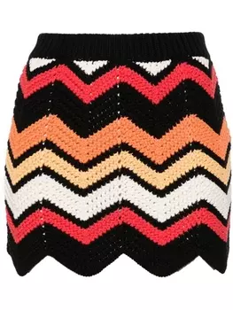 Alanui юбка мини Kaleidoscopic с узором шеврон, черный