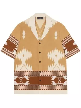 Alanui жаккардовая рубашка Icon из ткани пике, нейтральный цвет