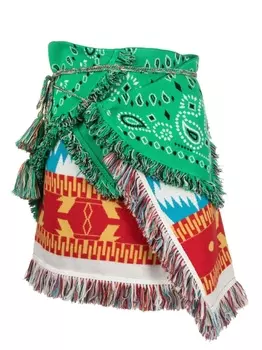 Alanui жаккардовая юбка Icon Bandana, зеленый