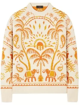 Alanui жаккардовый джемпер Lush of Nature Foulard с узором, нейтральный цвет