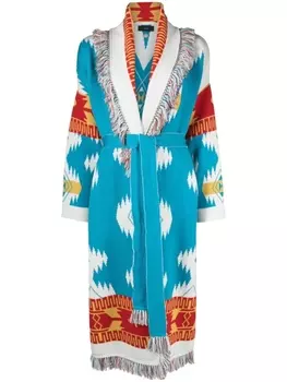 Alanui жаккардовый кардиган-пальто Icon, синий