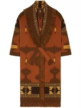 Alanui жаккардовый кардиган с геометричным узором, коричневый