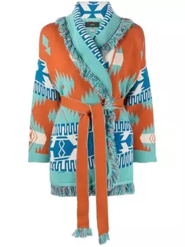 Alanui жаккардовый кардиган Tiger Lily Icon, синий