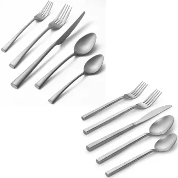 Alata Bailey Matte Satin&Cube Набор столовых приборов из матового атласа из нержавеющей стали