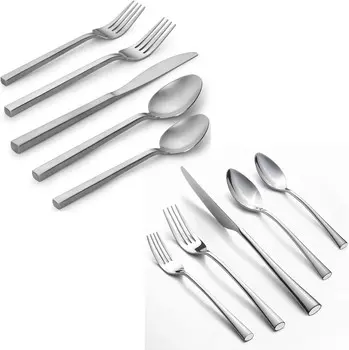 Alata Cube Matte Satin & Bailey Mirror Набор из 20 кованых столовых приборов из нержавеющей стали